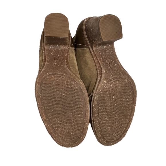 Clarks Collection Soft Cushions Olive Suede & Leather Lace Block Heels Size 9 - Picture 5 of 8
